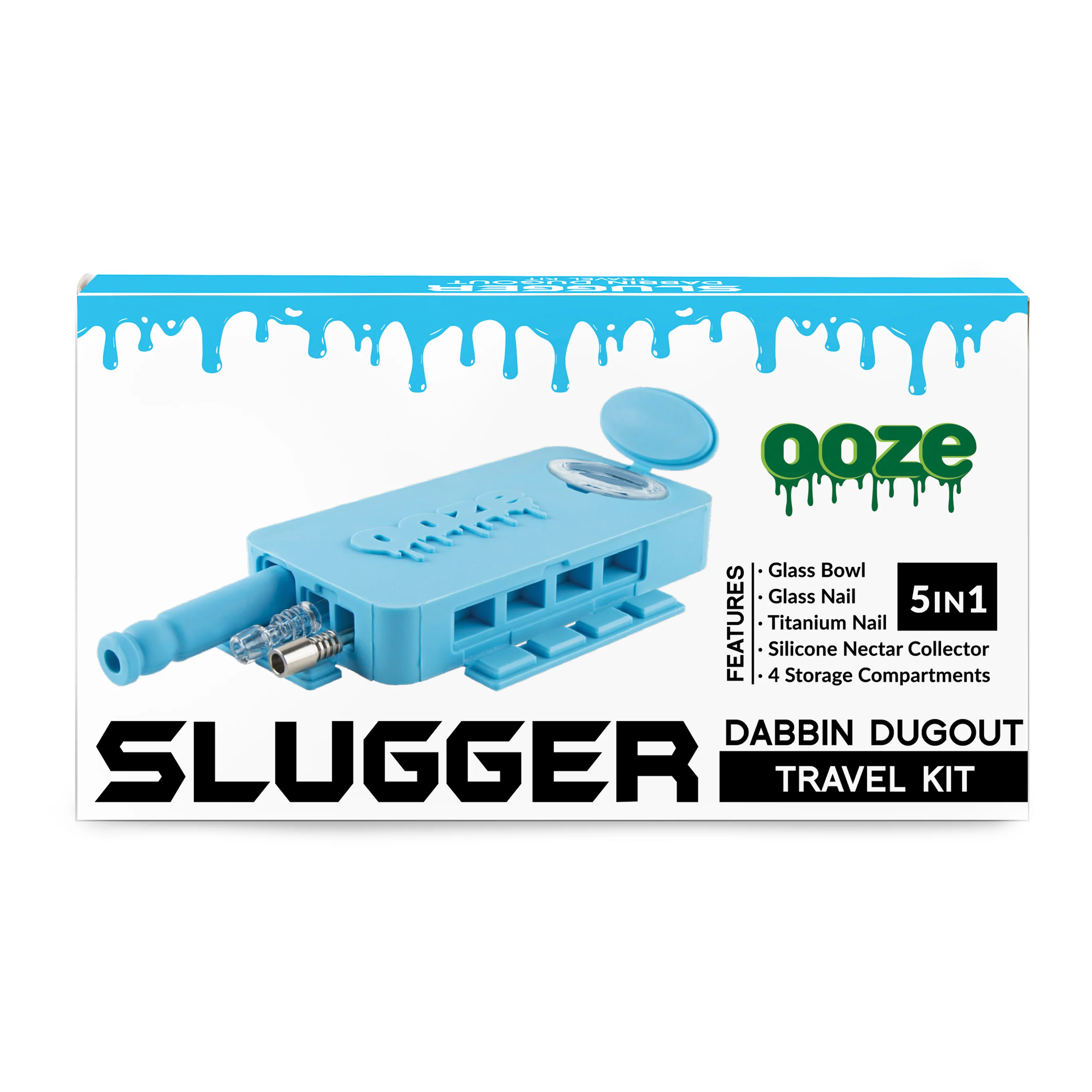 Ooze Slugger Dabbin' Dugout Silicone Travel Dab Kit - Aqua Teal - Image 5