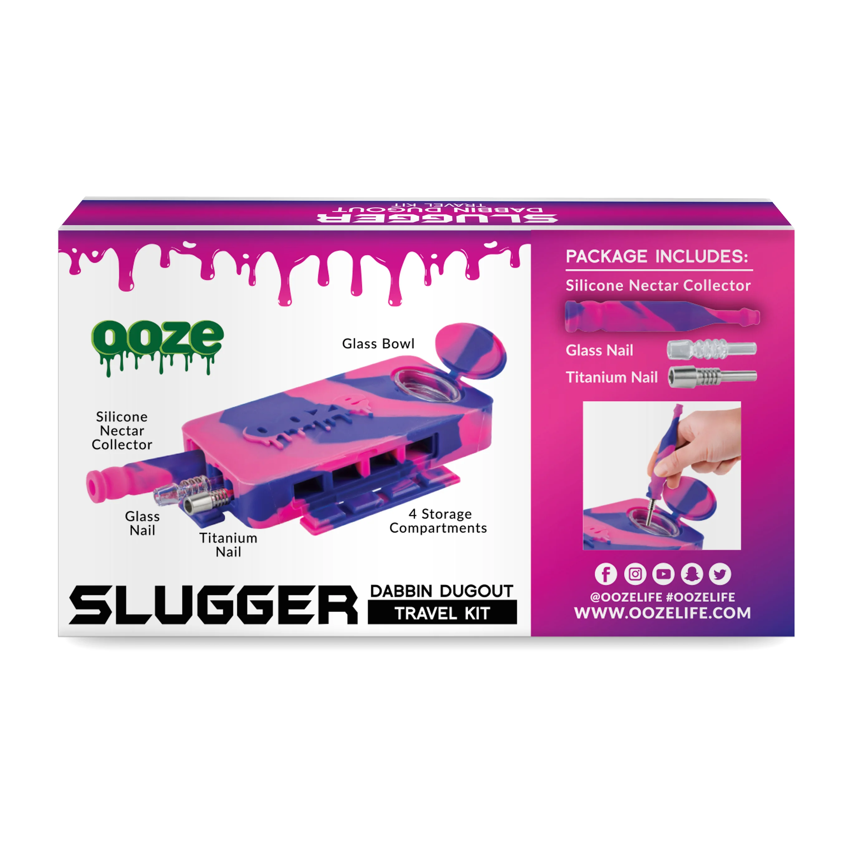 Ooze Slugger Dabbin' Dugout Silicone Travel Dab Kit - Razzle Dazzle - Image 7