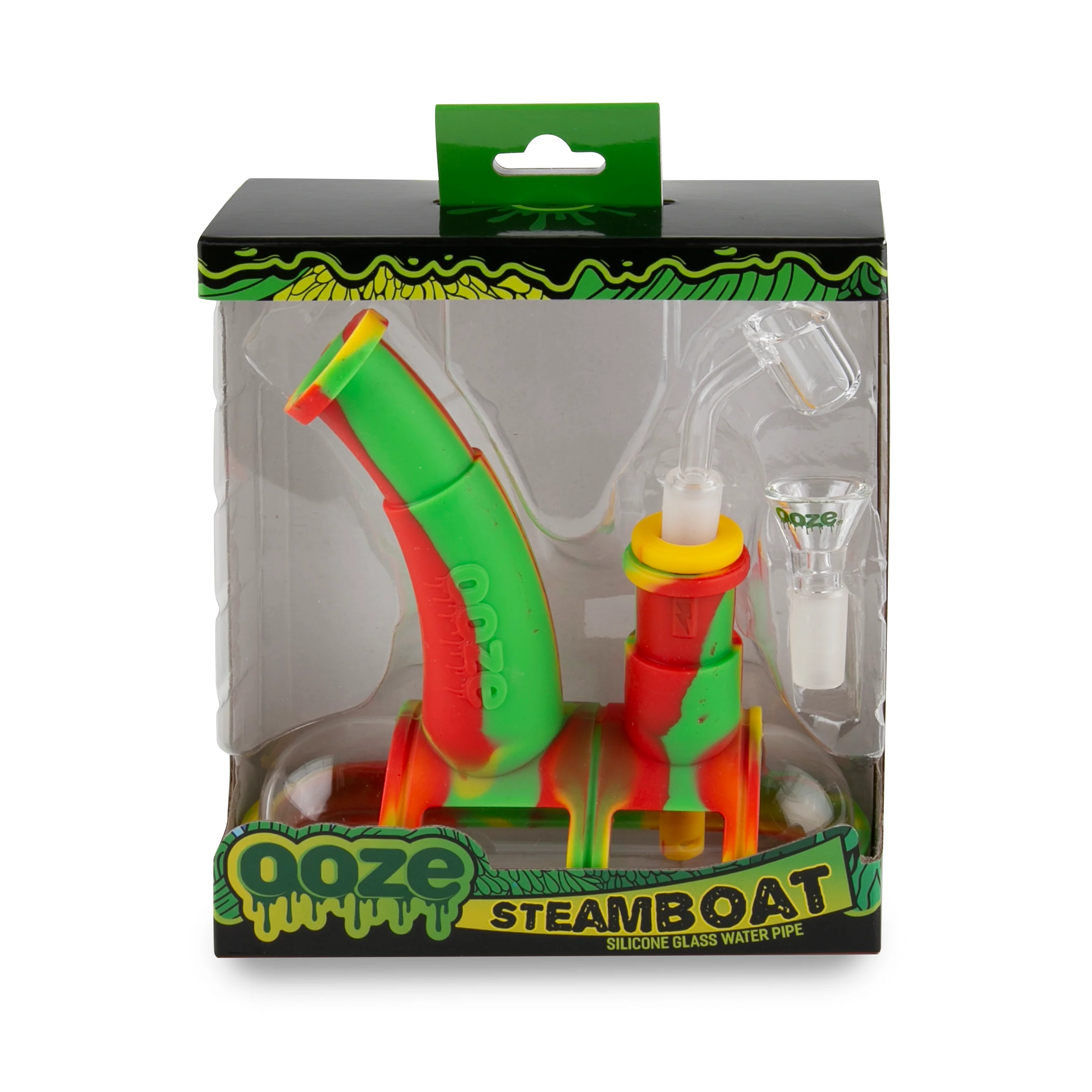 Ooze Steamboat Silicone Water Bubbler & Dab Rig - Rasta - Image 7
